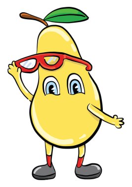 Gözlü armut, resimleme, beyaz arkaplanda vektör