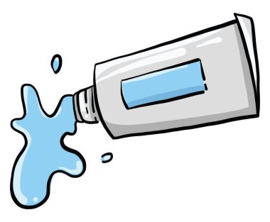 Mavi boya tüpte, illüstrasyon, vektör beyaz arkaplanda