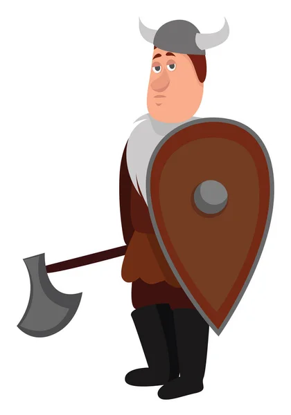 Vikingo Con Escudo Ilustración Vector Sobre Fondo Blanco — Archivo Imágenes Vectoriales