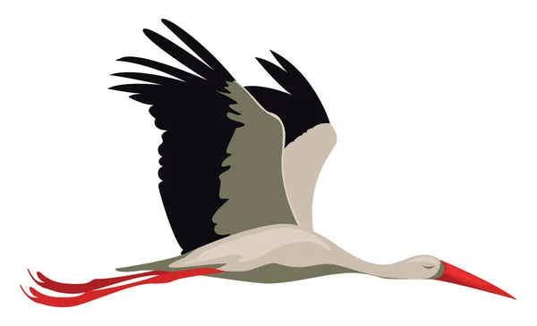 Fliegender Storch Illustration Vektor Auf Weißem Hintergrund — Stockvektor