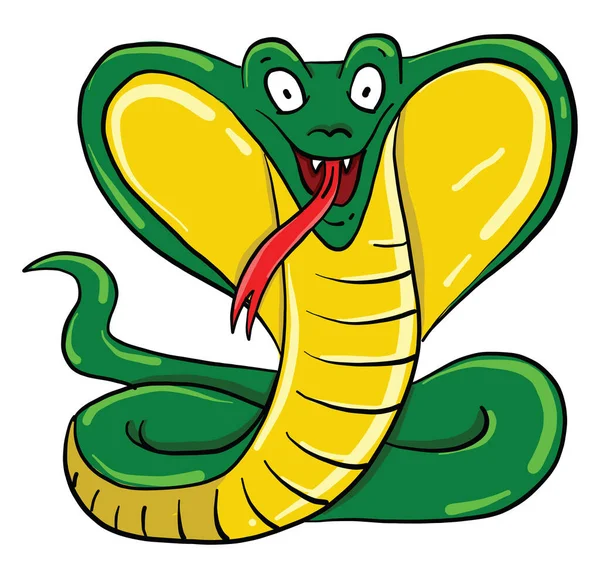 Groene Slang Cobra Illustratie Vector Witte Achtergrond — Stockvector