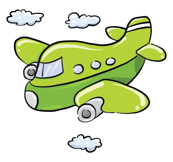 Green Air Plane Illustration Vector White Background — Stock Vector