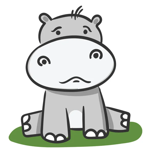 Triste Hippopotame Illustration Vecteur Sur Fond Blanc — Image vectorielle