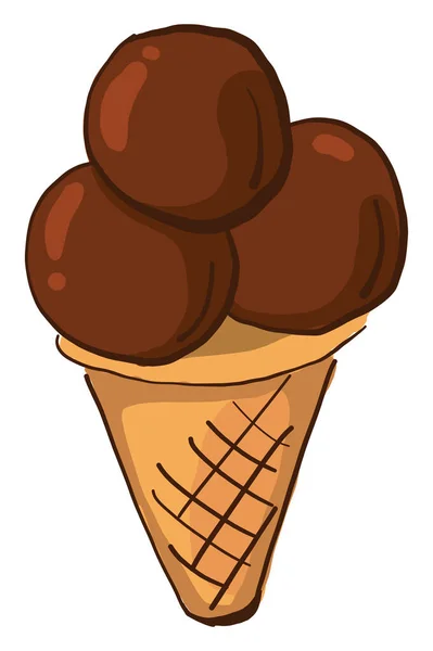 Helado Chocolate Ilustración Vector Sobre Fondo Blanco — Vector de stock