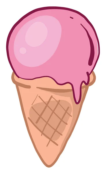 Pink Ice Cream Illustration Vector White Background — Stock Vector