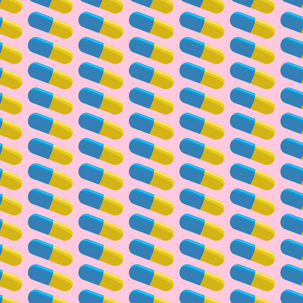 Pills pattern, illustration, vector on white background