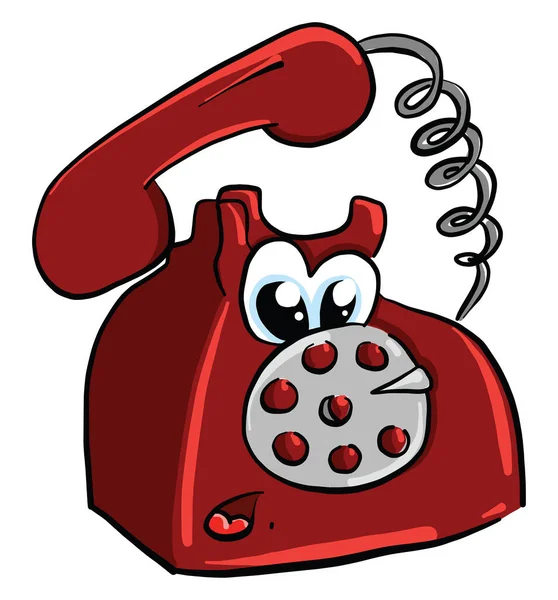 Telefono Rosso Illustrazione Vettore Sfondo Bianco — Vettoriale Stock