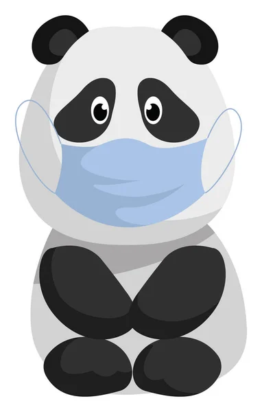 Panda Con Maschera Medica Illustrazione Vettore Sfondo Bianco — Vettoriale Stock