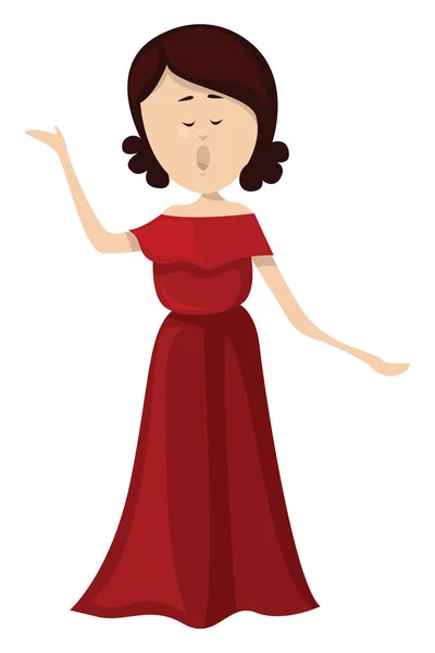 Жінка Червоній Сукні Ілюстрація Вектор Білому Тлі — стоковий вектор