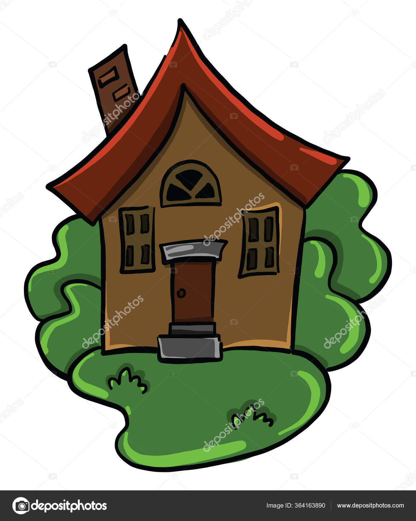 Brunt Lite Hus Illustrasjon Vektor Hvit Bakgrunn stockvektor © Morphart  #364163890, image size:1357x1700