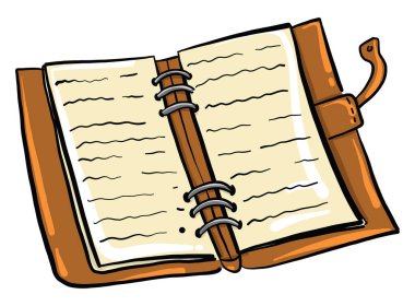 Beyaz arkaplanda defter, illüstrasyon, vektör aç