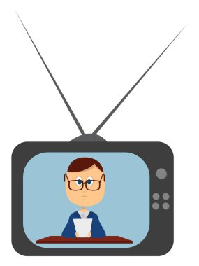 TV haberleri, illüstrasyon, beyaz arkaplan üzerindeki vektör