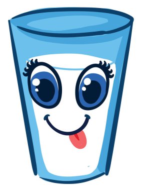 Sütlü mutlu bardak, illüstrasyon, beyaz arkaplanda vektör