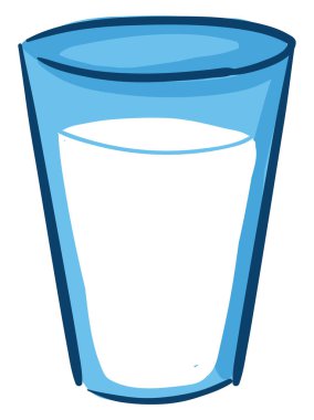 Camdaki süt, illüstrasyon, beyaz arkaplan üzerindeki vektör