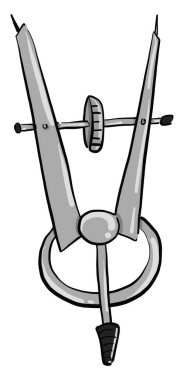 Metal matematik pusulası, illüstrasyon, beyaz arkaplan üzerindeki vektör