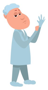 Tıbbi eldivenli doktor, illüstrasyon, beyaz arka planda vektör.