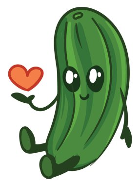 Aşkta salatalık, illüstrasyon, beyaz arka planda vektör