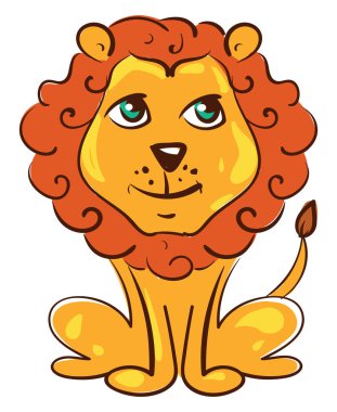 Mutlu aslan, illüstrasyon, beyaz arkaplan vektörü