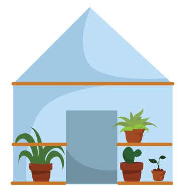 Bitkileri olan ev, illüstrasyon, beyaz arka planda vektör