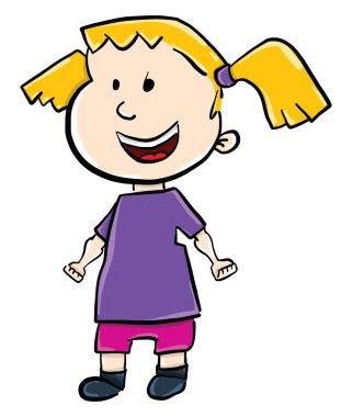 At kuyruklu kız, illüstrasyon, beyaz arka planda vektör