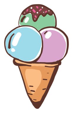 Yağlı renkli dondurma, illüstrasyon, beyaz arkaplanda vektör