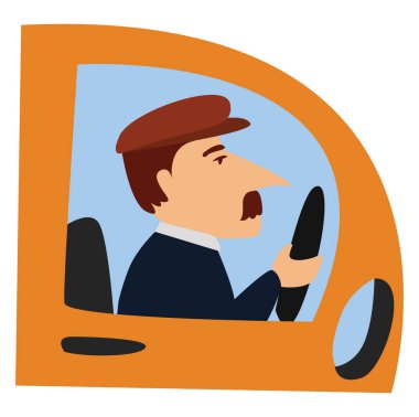 Otobüs şoförü, illüstrasyon, beyaz arkaplan üzerindeki vektör