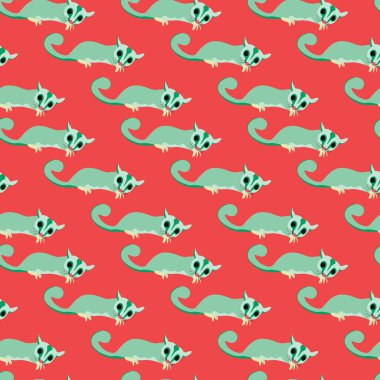 Sevimli hayvan deseni, illüstrasyon, beyaz arkaplanda vektör.