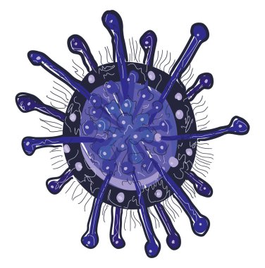 Mavi korona virüsü, illüstrasyon, beyaz arkaplanda vektör
