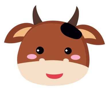 Şirin inek kafası, illüstrasyon, beyaz arka planda vektör.