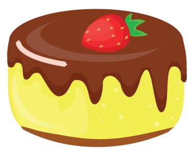 Çilekli kek, illüstrasyon, beyaz arkaplanda vektör