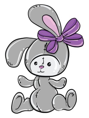 Fiyonklu tavşan, resimli, beyaz arkaplanda vektör