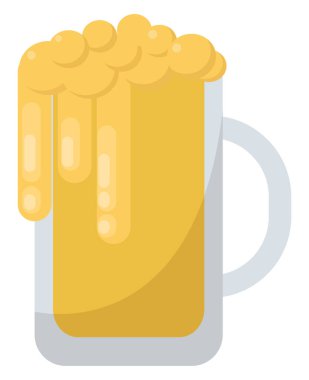 Büyük bardakta bira, illüstrasyon, beyaz arkaplanda vektör