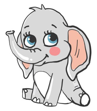 Bebek fil, illüstrasyon, beyaz arkaplanda vektör