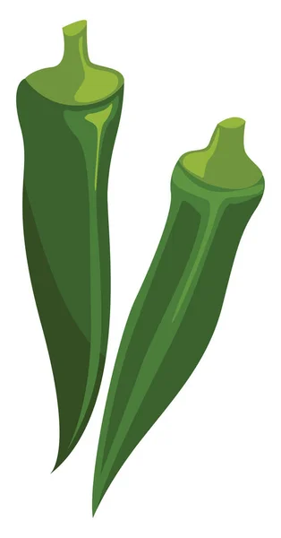 Okra Verde Ilustración Vector Sobre Fondo Blanco — Vector de stock