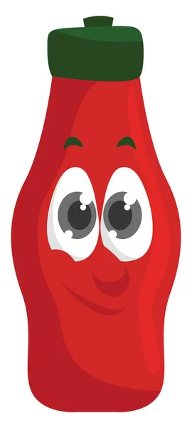 Ketchup Feliz Ilustração Vetor Sobre Fundo Branco — Vetor de Stock