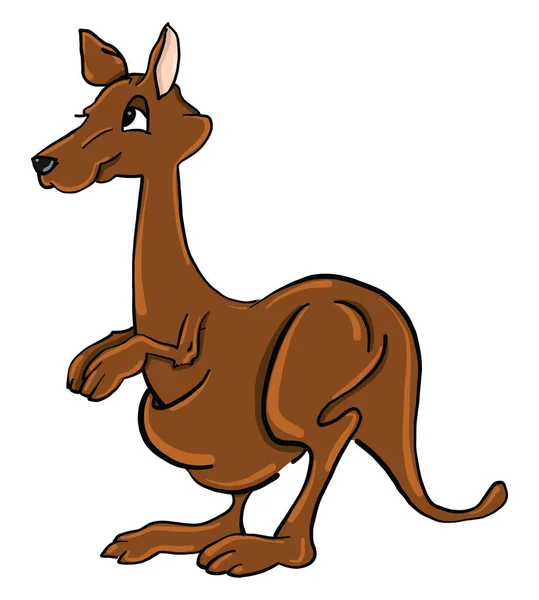 Kangguru Coklat Ilustrasi Vektor Dengan Latar Belakang Putih - Stok Vektor