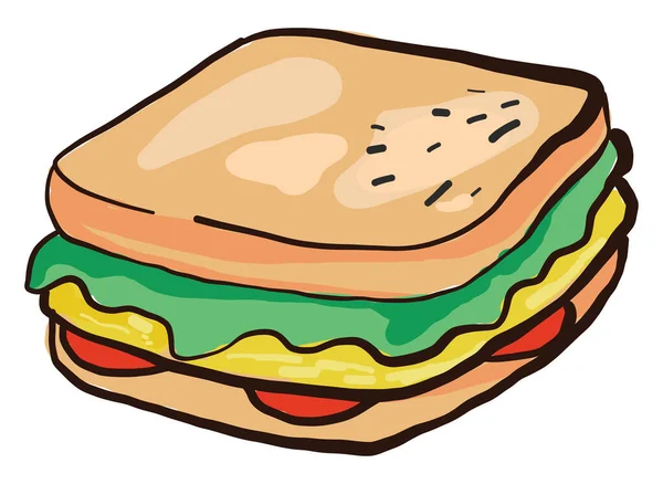 Sandwich Quadrato Illustrazione Vettore Sfondo Bianco — Vettoriale Stock