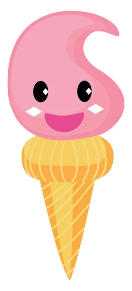 Cute Ice Cream Illustration Vector White Background — Stock Vector