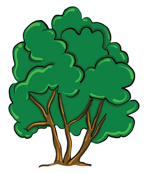 Grönt Stort Träd Illustration Vektor Vit Bakgrund — Stock vektor
