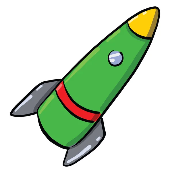 Groene Ruimte Raket Illustratie Vector Witte Achtergrond — Stockvector