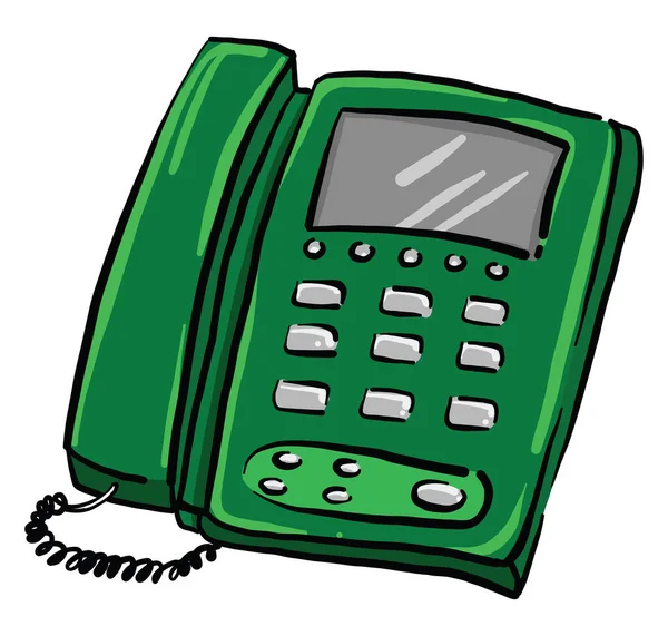 Grön Gammal Telefon Illustration Vektor Vit Bakgrund — Stock vektor