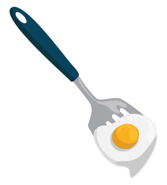 Huevo Frito Sobre Espátula Ilustración Vector Sobre Fondo Blanco — Vector de stock