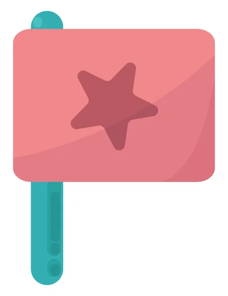 ピンクの旗 真ん中の星 イラスト 白い背景のベクトル — ストックベクタ