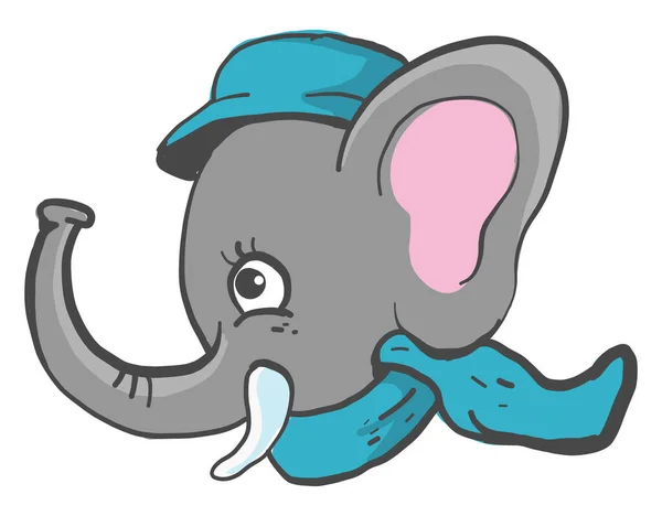 Elefánt Kék Sállal Illusztráció Vektor Fehér Háttér — Stock Vector