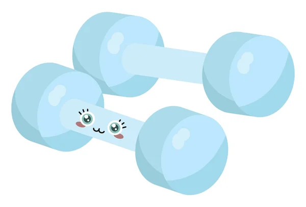 Two Blue Dumbbells Illustration Vector White Background — Stock Vector