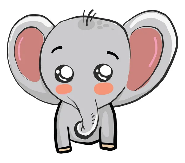 Cute Little Elephant Illustration Vector White Background — Stock Vector