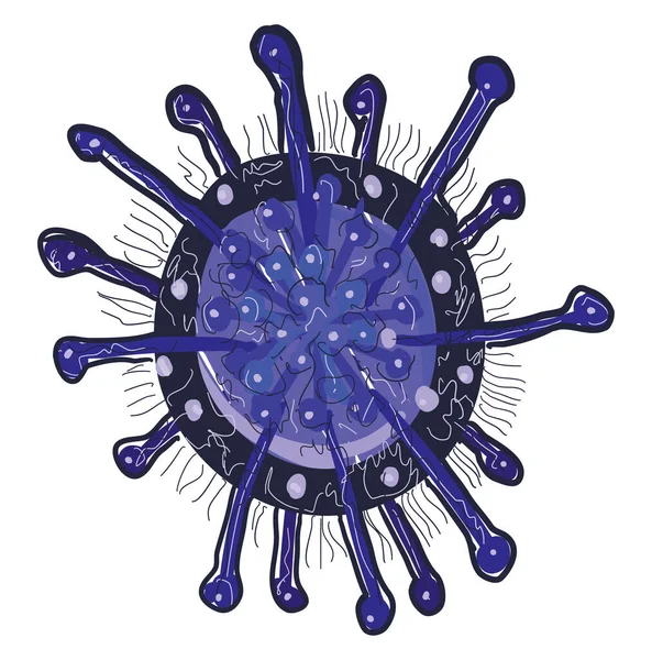 Virus Corona Azul Ilustración Vector Sobre Fondo Blanco — Vector de stock