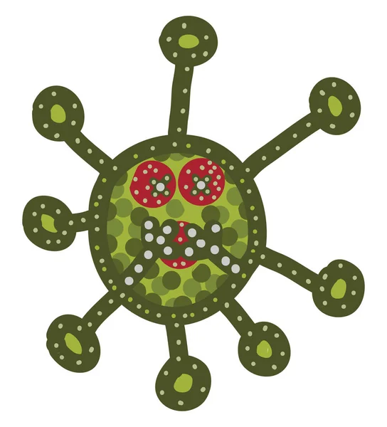 Virus Corona Verde Ilustración Vector Sobre Fondo Blanco — Vector de stock