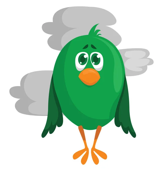 Pássaro Triste Verde Ilustração Vetor Sobre Fundo Branco — Vetor de Stock