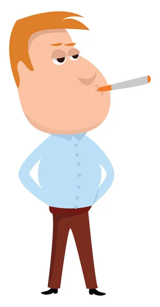 Homme Affaires Avec Cigarette Illustration Vecteur Sur Fond Blanc — Image vectorielle